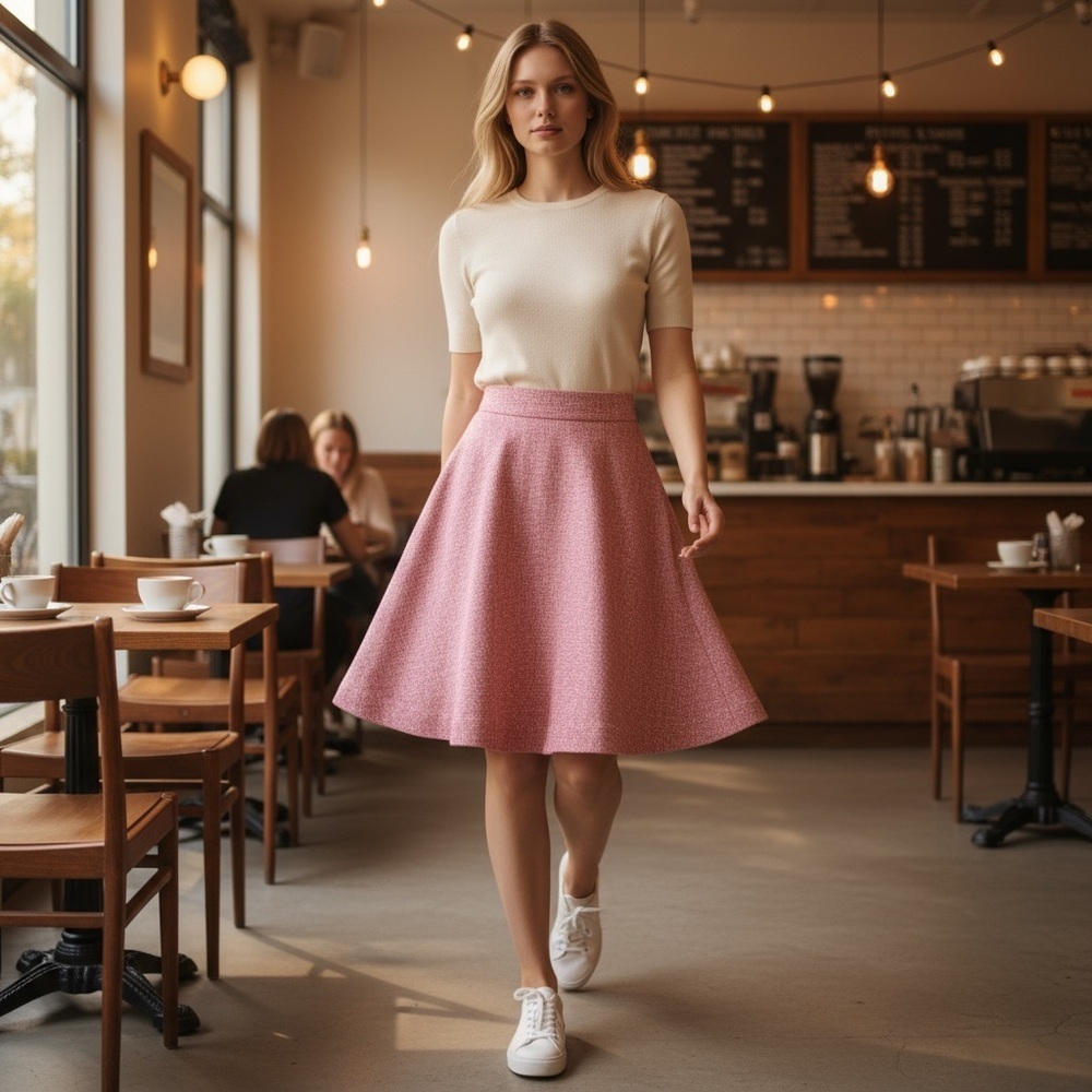 Vintage 70’s Pinkish Red Mid Length A-Line Skirt